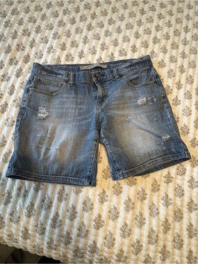 refuge Distressed Light Blue Denim Shorts